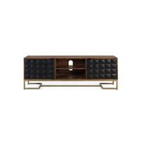 mueble tv fabricado a mano en madera de mango y patas doradas 150 cm