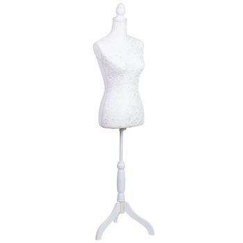 Maniquí De Madera Y Espuma 24x37.5x168h Cm Blanco