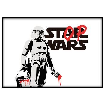 Panorama Cuadro Enmarcado Stop Wars 70x50 Cm