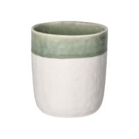 vaso de porcelana blanca y verde palido d8