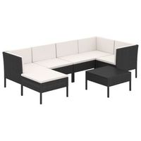 set muebles de jardin 7 pzas y cojines ratan sintetico negro vidaxl