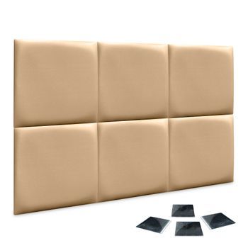Dhome Juego De 6 Paneles Tapizados De Polipiel Premium Pack Autoadhesivos Para Pared Acústicos Absorbentes Protección (champán, 50x50cm, X6)