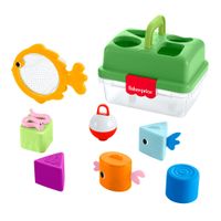 fisher-price caja de pesca encaja y guarda del bosque de la amistad de  juguete para bebes con 6 bloques de formas y red de pesca