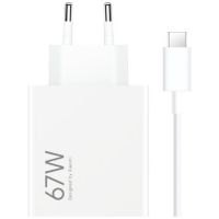 xiaomi adaptador de corriente carga rapida 67w hypercharge combo usb-a blanco  cable usb-a a usb-c
