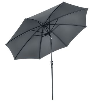 Outsunny Sombrilla de Jardín con Manivela Techo Inclinable Ø300x240 cm Gris para Patio Terraza Exterior   Aosom España
