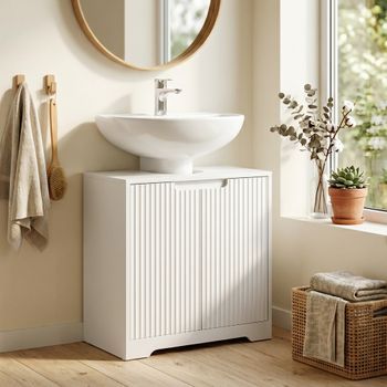 Mueble Bajo Lavabo De Melamina Homcom 60x30x60 Cm-blanco