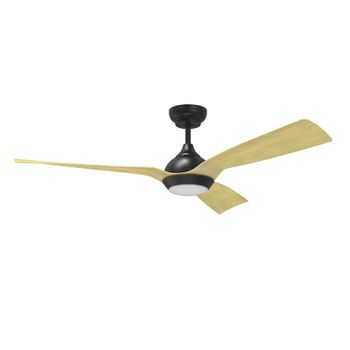 Ventilador de techo silencioso negro con palas de madera