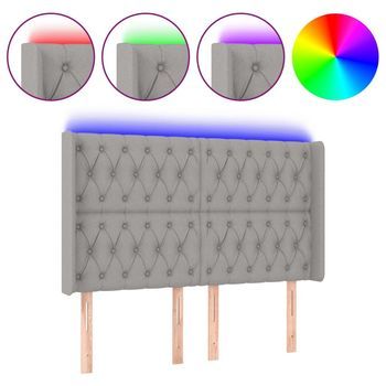 Cabecero Con Led De Tela Gris Claro 163x16x118/128 Cm