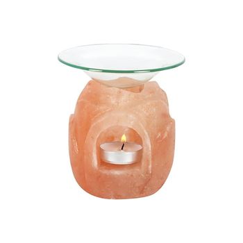 PLUSHOME Portavelas y Quemador de Sal Himalaya.Con formas. - Decoración del Hogar -Meditación -Relajacion- Bienestar-Concentracion-Yoga