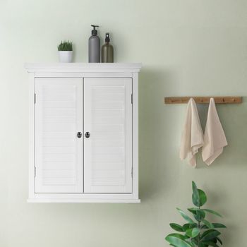 Armario de pared para baño de mdf blanco con puerta estilo persiana