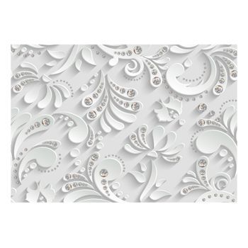 Papel Pintado 3d - Flowers With Crystals (200x140 Cm)