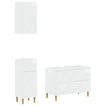 Juego De Armarios De Baño De 3 Piezas Delft Blanco Brillante Vidaxl
