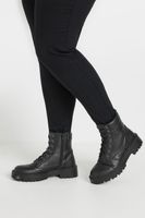botas anchas negras estilo militar con cordones