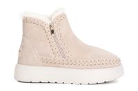 botin de mujer con doble cremallera en ante beige