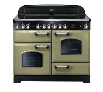 RANGEMASTER Classic Deluxe 110 Electric Range Cooker - Olive Green & Chrome, Olive