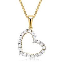 cadena de oro y colgante de corazon en circonita de oro 8 quilates