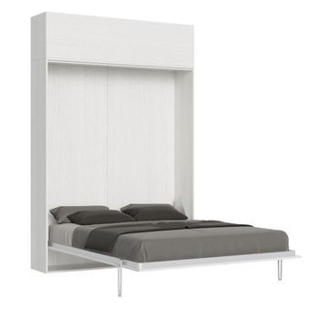 Cama Plegable 120x190 Cm Con 1 Mueble Alto De Madera Blanca Kanto
