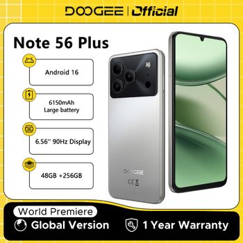 Versión Global DOOGEE Note56 Plus Android 16 Smartphone 48GB + 256GB 6150mAh Batería Grande Pantalla de 6,56 ''90Hz Cámara de 50MP NFC