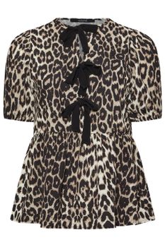 Limited Collection Curve Natural Brown Leopard Print Bow Top, Mujer Curvy Y Tallas Grandes, Limited Collection