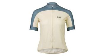 Maillot de manga corta poc essential road logo para mujer blanco azul