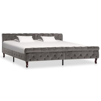 Estructura De Cama Sin Colchón Terciopelo Gris 200x200 Cm Vidaxl