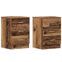mesitas noche 2uds  mesilla de noche madera contrachapada madera vieja 38x35x55cm