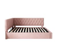 cama individual 90x200 cm - sofa cama con almacenamiento hidraulico - rosa