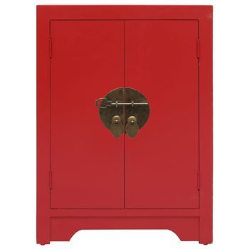 Mesita De Noche 28x38x52 Cm Madera - Rojo
