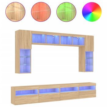 Muebles De Tv De Pared Con Luces Led 8 Piezas Roble Sonoma Vidaxl