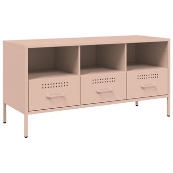 Mueble Para Tv | Mueble De Salón | Gabinete De Tv Acero Rosa 100,5x39x50,5 Cm