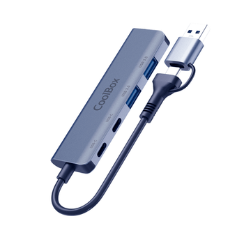 Coolbox HUB4 Lite USB-C/A 4 Puertos Aluminio