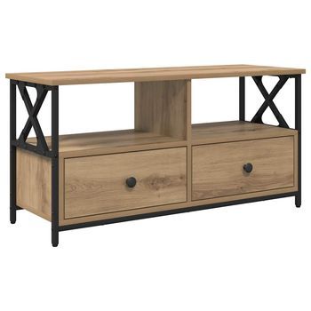 Mueble De Tv | Mueble De Salón | Gabinete De Tv Con Cajón Roble Artesanal 90 X 33 X 45 Cm