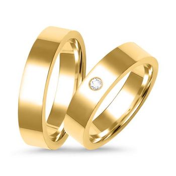 Alianzas 14 quilates oro amarillo con diamante