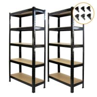 estanteria monstershop t-rax negra 75x150x30 cm 5 niveles acero mdf 2 unidades