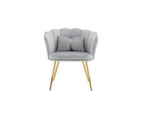 sillon de terciopelo con cojin de mariposarespaldo de petalos y patas de metal doradogris