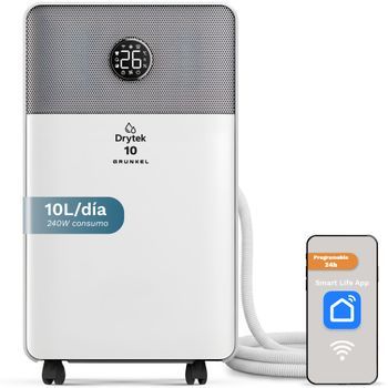 Deshumidificador De Aire Grunkel Dh-10dt Con Depósito De 2 Litros De Capacidad Y Pantalla Digital, Blanco