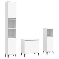 juego de muebles de bano  armario de bano 3 piezas madera contrachapada blanco