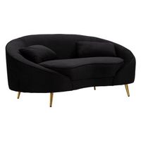 sofa de poliester negro con patas de metal dorado cm 148x84x68