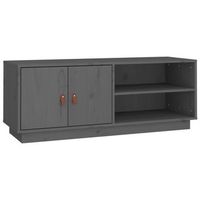 mueble de tv de madera maciza de pino gris 105x34x40 cm vidaxl