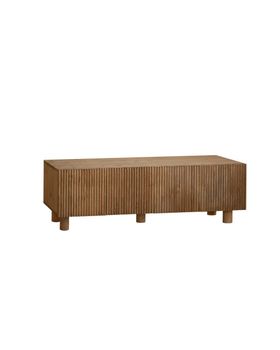 Mueble tv de madera de abeto y pino en tono roble oscuro 152x42cm
