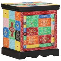 mesilla de noche multicolor 40x35x45 cm madera maciza mango vidaxl