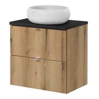 mueble bajo newport con lavabo redondo de ceramica 2 cajones 60x72x40 cm - efecto roble  negro encasa