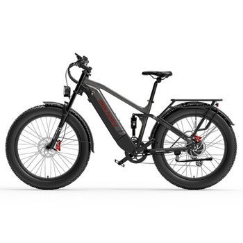 Bicicleta De Montaña Eléctrica Dukawey Silvertip8, Batería De 52 V 20 Ah, Fat Bike De 26”, E-bike Tipo Suv, Gris