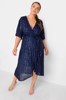 yours london vestido azul marino cruzado con lentejuelas mujer curvy y tallas grandes yours london