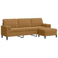 sofa de 3 plazas con taburete de terciopelo marron 210 cm vidaxl