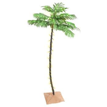 Palmera Artificial Con 96 Led Blanco Cálido 180 Cm Vidaxl