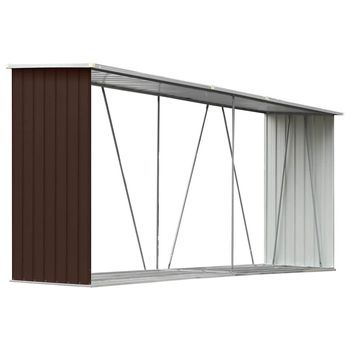 Casetilla Para Leña Acero Galvanizado Marrón 330x84x152 Cm Vidaxl