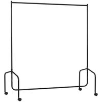 homcom perchero colgador 150x60x170 cm organizador armarios con ruedas hierro negro   aosom espana