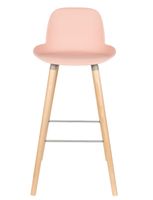 taburete de bar de polipropileno y madera rosa