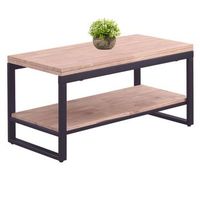 mesa de centro salon comedor elevable y extensible steve color roble nordish y negro mate 47-62x100x45-90 cm